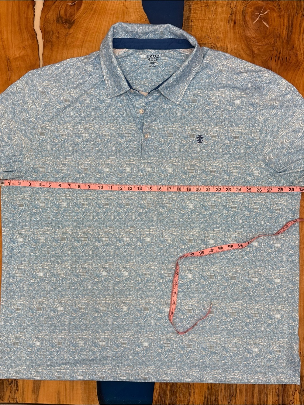IZOD Golf Polo Shirt 3XLT Blue Pattern Performance Stretch Short Sleeve Big Tall - Picture 2 of 7